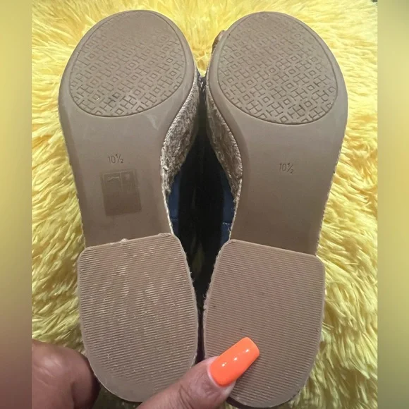 Tory Burch Dandy Denim Blue Canvas High Sandals - Picture 4 of 5